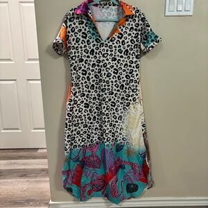 Multicolor Tropical Leopard Print Dress